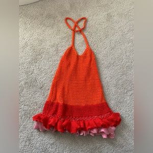 Crochet colorful mini dress